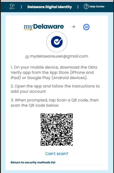 Image of Okta verify QR code
